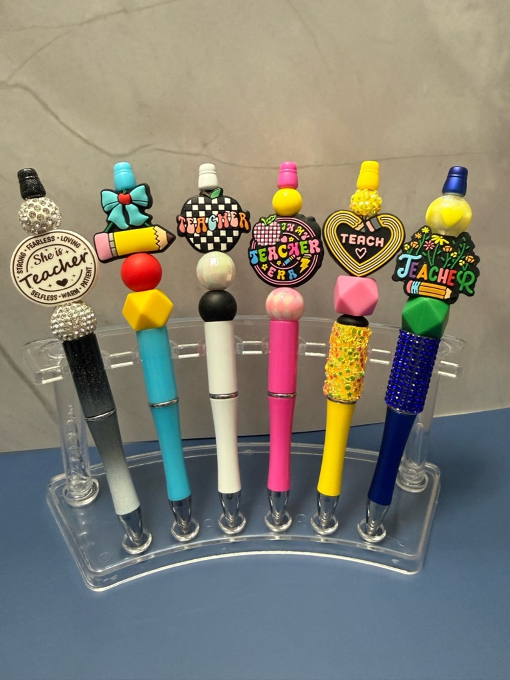 New Colorful Teacher-Themed Beaded Pens